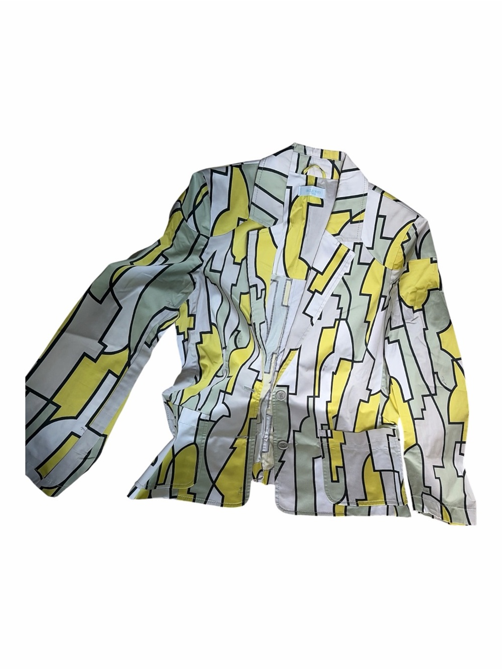 Emilio Pucci Geometric-Print Blazer in Yellow, White & Light Green